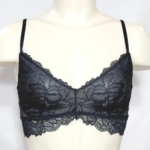 XS X-SMALL Gilligan & O'Malley Floral Lace Bralette‎ Bra Black NWT